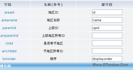 字段對應關系